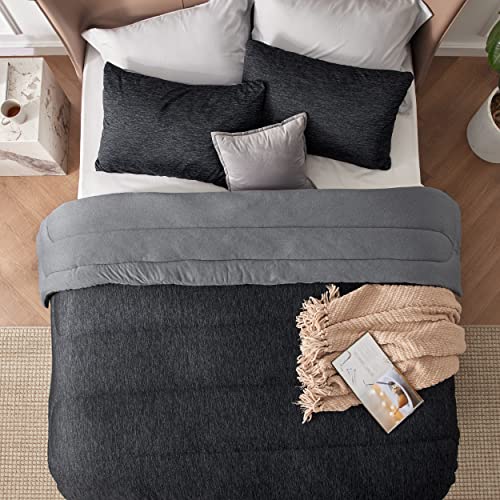 Bedsure King Comforter Set - Cooling and Warm Bed Set, Charcoal Black Reversible Bedding for All Season, 3 Pieces, 1 King Size Comforter (102"x90") and 2 Pillow Cases (20"x36") Bedsure