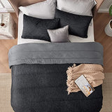 Bedsure King Comforter Set - Cooling and Warm Bed Set, Charcoal Black Reversible Bedding for All Season, 3 Pieces, 1 King Size Comforter (102"x90") and 2 Pillow Cases (20"x36") Bedsure