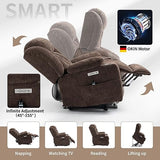 2024 Power Lift Recliner Chair with Full-Body Massage and Heat for Elderly, Hand Remote Control, Upgraded Powerful Motor, Extended Footrest, USB Ports, Stainless Steel Cup Holders, Chenille Brown Trustyue