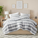Regency Heights Reversible Striped King Comforter Set, Soft Microfiber Bedding Set with Double-Sided Stripes Design, Warm & Cozy for All-Seasons, 3-Piece Comforter and Shams Set King Size, Grey Regency Heights