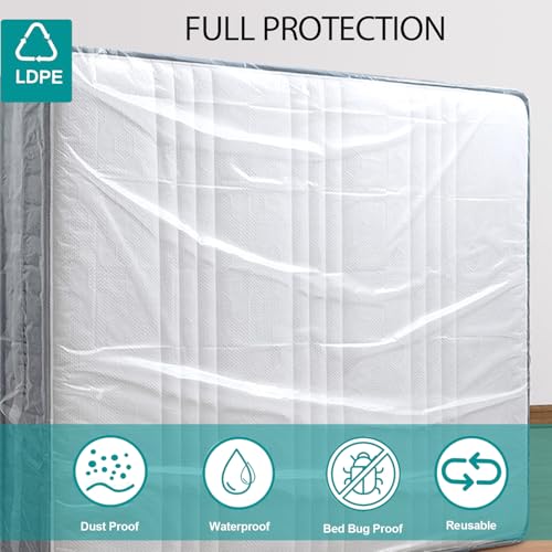Mattress Bag for Moving Storage - Plastic Waterproof Mattress Protector Cover,Heavy-Duty Mattress Moving Supplies (1, Twin) CZXNBI