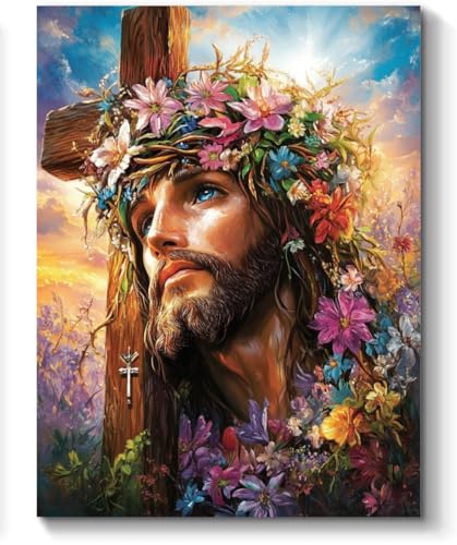 Jesus Paint by Numbers Kit for Adults, 16"x20" Canvas Painting Kit for Beginners, Modern Aesthetic DIY Paint by Number on Canvas for Home Wall Decor 367 WoodArtSupply