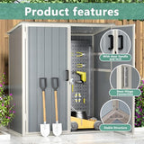 Aoxun Resin Shed 4.7 x 2.7FT Outdoor Storage Shed with Lockable Door and Floor Garden Plastic Shed for Outdoor Storage (Grey) Aoxun