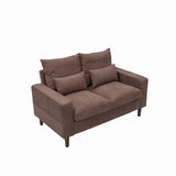 Panana Modern Sofa 54.5" Loveseat Couch with Cushion Back and Arms, 2 Seater Sold Wood Legs Sofa (Brown Linen, Track arm) Panana