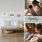 Looples Embroidery Kit for Beginners and Adults with Video Tutorials – DIY Starter Kit with 3 Stamped Floral Patterns, Hoops, Threads, Needles, and Instructions - Cart, Glass Jar, and Flowers