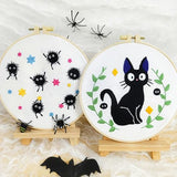 Cat Embroidery Starter Kit for Beginners Adults, Animal Stamped Cross Stitch Kit for Adult Beginner, Hand Embroidery Needlepoint Kits, 2 Set Embroidery Supply, 2 Hoops (Attached Video Tutorial)
