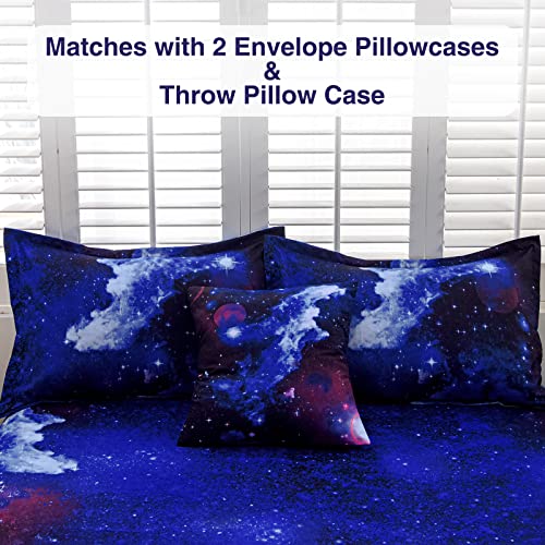 A Nice Night Galaxy 6Pcs Bedding Sets Outer Space Comforter Bed in a Bag 3D Printed Quilt,for Children Boy Girl Teen Kids,Full 6Pcs A Nice Night