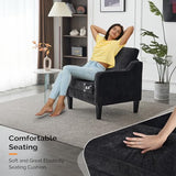 VINGLI Living Room Chairs Set of 2, Black Accent Chair 5.5" Thick Seat Cushion Comfy Chair Soft Chenille Side Chair Upholstered Arm Chair for Bedroom, Play Room, Apartment, Office (Black) VINGLI