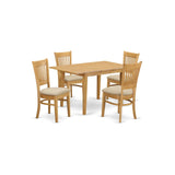 East West Furniture Norfolk 5 Piece Set for 4 Includes a Rectangle Kitchen Table with Butterfly Leaf and 4 Linen Fabric Dining Room Chairs, 32x54 Inch, Oak East West Furniture