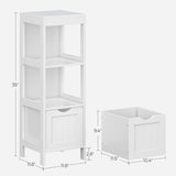VASAGLE Bathroom Floor Cabinet, Bathroom Storage Organizer Rack Stand, Multifunctional Corner Unit, 2 Drawers, 35 Inches in Height, White UBBC42WT VASAGLE