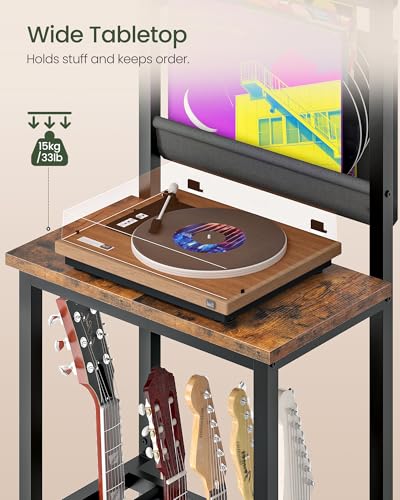 CHOEZON 70.5"H Multi Guitar Stand, Guitar Rack Record Player Stand Sturdy and Space-Saving, Guitar Display Holds 6 Instruments, Retro Industrial Style, for Home, Studio, Rustic Brown and Black TCJ18BF CHOEZON