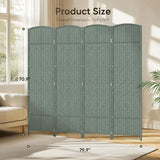 JOSTYLE Folding Privacy Room Divider, 4 Panel Screen Divider 6 ft. Tall Freestanding Extra Wide Rattan Room Partition Wall Separation Dividers, Grey JOSTYLE
