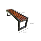 LITFAD Mid-Century Metal Park Bench in Black with Waterproof Wood Seating Gym Rest Bench Patio Bench for Outdoor Use - 47" L x 16" W x 18" H LITFAD
