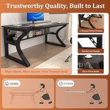 NovolyDJZ Computer Desk, 55'' Computer Desk Home Office Desks w/Storage Shelves & U Shaped Metal Frame, Study Writing Desk w/Cable Management, Deeper & Thicker Desktop Table for Home Office NovolyDJZ