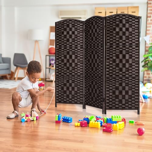 HALLYBEE Small Room Divider, Privacy Screen, Short Room Dividers and Folding Privacy Screens, Foldable Temperary Wall Partitions, 3 Panel Dark Mocha Space Separation Separator HALLYBEE