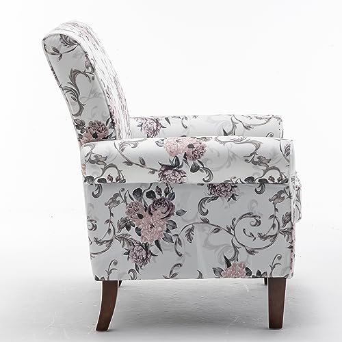 Container Furniture Direct Classic Accent Armchair with Birch Wood Frame and Comfortable Rolled Armrests, Arm Chairs for Living Room, Bedroom and Office Decor, 03 Printed Fabric Container Furniture Direct