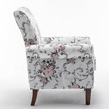 Container Furniture Direct Classic Accent Armchair with Birch Wood Frame and Comfortable Rolled Armrests, Arm Chairs for Living Room, Bedroom and Office Decor, 03 Printed Fabric Container Furniture Direct