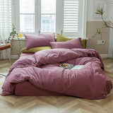AMWAN Jersey Knit Cotton Duvet Cover Pale Mauve Full Size Solid Purple Bedding Sets T Shirt Comforter 3 Piece Mauve Color 1 with 2 Pillowcases Full(80/ x90/) AMWAN