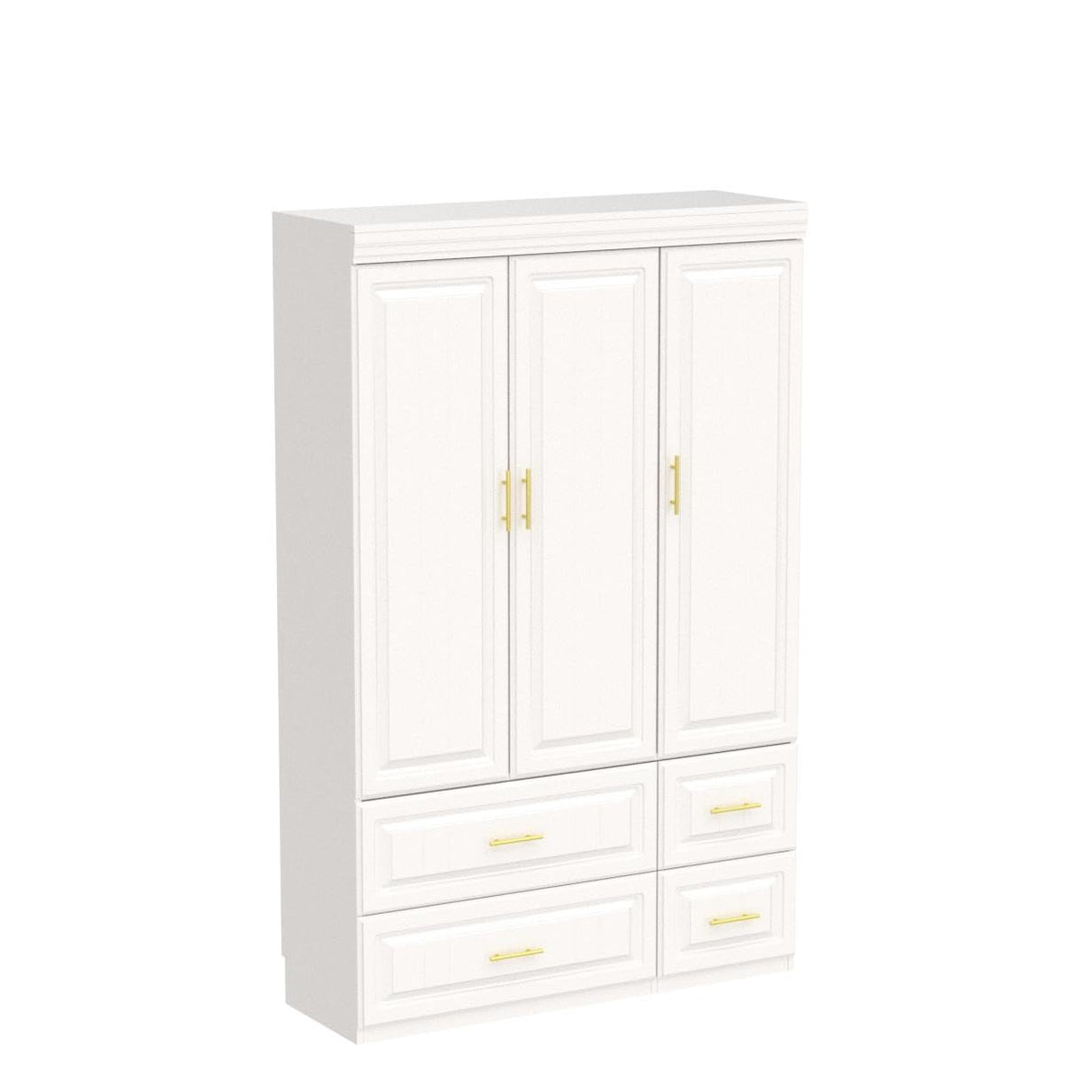 AIEGLE Modern 3-Door Armoire Wardrobe Closet with Drawers, White - 20.6"D x 47.2"W x 74.2"H AIEGLE