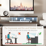 67" L Shaped Executive Desk with Drawers & Storage Shelf, Corner Computer Desk with Power Outlets, Home Office Desk with Monitor Stand, Printer Shelf, Computer Writing Desk for Work, Antique White CASSORA