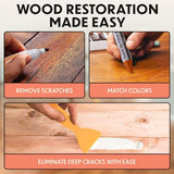 MeasuPro 34-Piece Furniture Repair Kit - Resin Wood Filler, Brushes, Markers & Scraper - Perfect for Stains, Scratches on Floors, Tables, Desks, MeasuPro