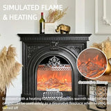 Aihm-Lon Electric Fireplace - Corner Electric Fireplace Heater with Hollow Birdcage Firebox, Triangular Cabinet with Real Flame Insert & Black Modern Carving for Bedroom (39IN) Aihm-Lon