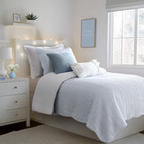Levtex Home - Martha Stripe Quilt Set - Full/Queen Quilt and Two Standard Shams - Stripe - Blue White - Quilt (88x92in.) and Shams (20x26in.) - Reversible - Cotton Levtex Home