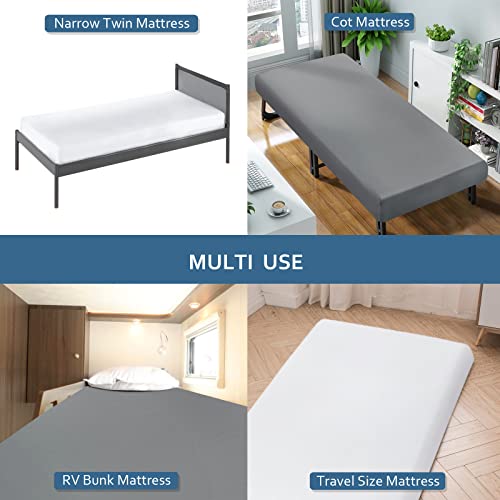 Cot Sheets 31" x 75"(2 Pack), Cot Fitted Sheet Ultra Soft and Breathable Snug Fit for Narrow Twin Mattress/Camp Bunk Beds/RVs Bunk/Guest Beds/Army Cots/Trifold Mattress Grey and White, Cover Only Moonsea