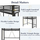 Allewie 72 Inches Tall Loft Bed Twin Size with Ladder and Safety Guardrail for Teens and Adults, Heavy Duty Metal Single Loft Bed for Small Space, Noise Free, Black Allewie