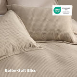 Bedsure Luxury Waffle Duvet Cover King Size - Textured Duvet Cover Set, Soft, Breathable Bedding Set (104"x90") with 2 Pillow Shams for All Season, Khaki, Comforter Not Included Bedsure