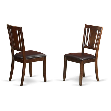 East West Furniture Dudley Kitchen Dining Faux Leather Upholstered Wood Chairs, Set of 2, Mahogany East West Furniture