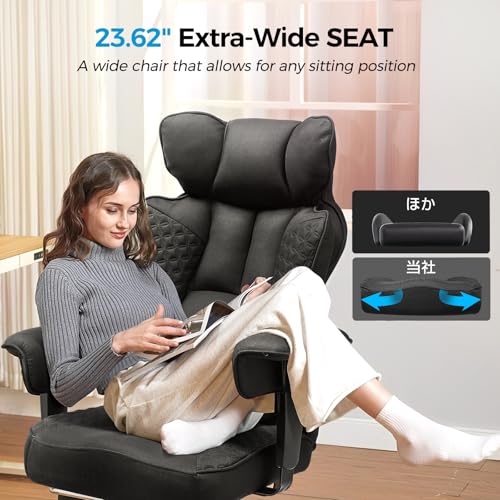 COMHOMA Big and Tall Office Chair 400LBS Wide Ergonomic Fabric Deluxe Embossing Designed Gaming Chair with Foot Rest,150°Reclining Adjustable Armrests Pocket Spring Back Support and Pillow COMHOMA