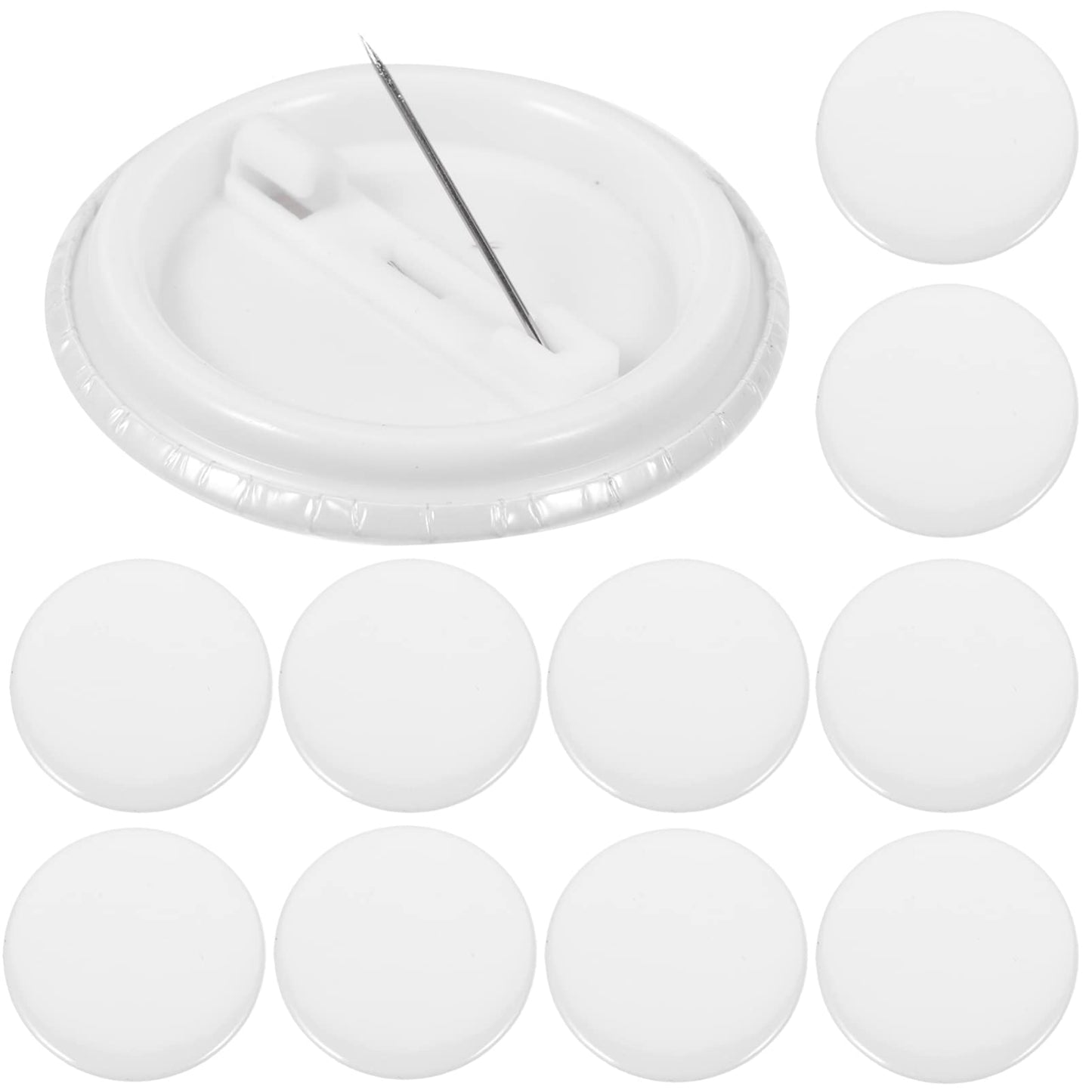 SEWACC 20 Pcs Blank Button Making Supplies Round Badge Button Parts Metal Button Pin Badges for Button Maker Machine DIY Craft Supplies White Decor