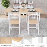 VOWNER 63” Extendable Dining Table Set for 4-6 People, 5-Piece Dining Table Set for 4 People with 4 Chairs, Kitchen Table Set with MDF Board and Metal Frame, for Small Space, Apartment, Nature Wood VOWNER
