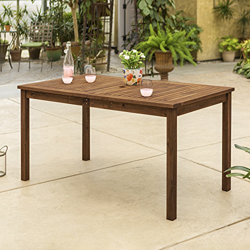 Walker Edison Rendezvous Modern 6 Piece Solid Acacia Wood Outdoor Dining Set, Set of 6, Dark Brown - WoodArtSupply