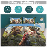 Funny Animals Bedding Set 3 Pieces Soft Lightweight Microfiber Farmhouse Cow Donkey Pig Bedspread Coverlet Set Fun Horse Duvet Cover Twin Full Queen King for Comforter Bed Set for Girls Boys Women Men exroozy