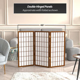3 ft. Short Window Pane Shoji Screen - Walnut - 3 Panels Red Lantern