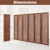 Giantex 6 Panels Room Divider - Folding Room Dividers with Carved Cutout Pattern & Solid Wood Frame, Fully Assembled, 5.5FT Antique Partition Privacy Screen Wall Divider for Room Separation, Brown Giantex