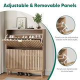 Kiasthome 2 Flip Drawer Shoe Storage Cabinet, Wooden Shoe Organizer with Ventilated Slatted Doors for Entryway, Hallway, Living Room (Wood, 31.5" W) Kiasthome