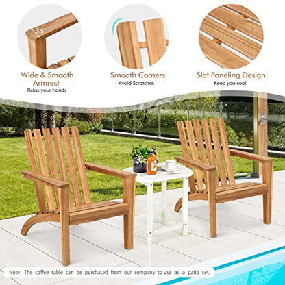 Tangkula Adirondack Chair Acacia Wood Outdoor Armchairs, Weather Resistant for Patio Garden Backyard Deck Fire Pit, Lawn Porch Furniture & Lawn Seating, Campfire Chair, Adirondack Lounger (1, Natural)