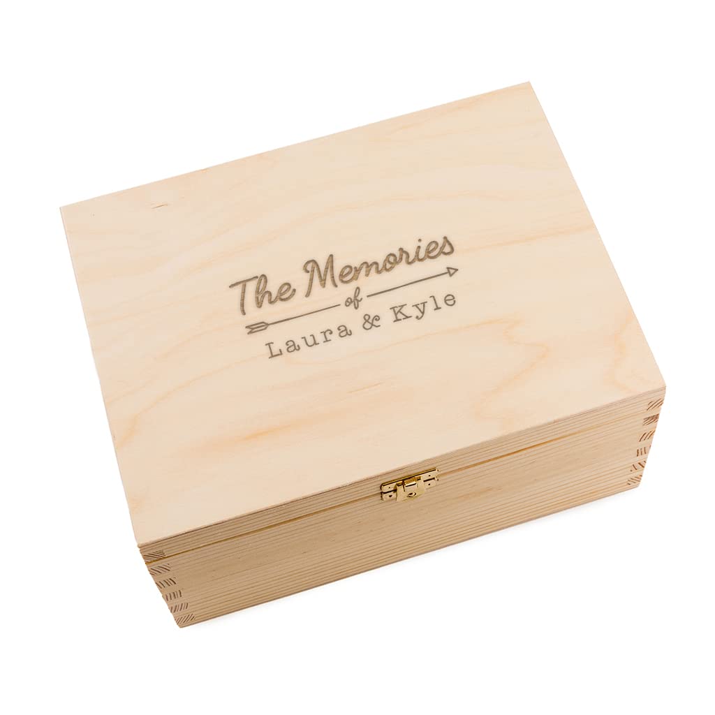 Personalized Wooden Keepsake Box -"The Adventures Of.." Design - Anniversary Engagement Gifts for Couples - Christmas Xmas Holiday Present for - WoodArtSupply