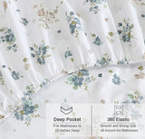 RUVANTI 100% Organic Cotton Sheets Queen Size, Percale Weave, GOTS Certified, 4-Piece Set, Deep Pocket 15", Crisp & Breathable, Soft Durable Bedding, Sábanas Algodón Orgánico – Halcyon RUVANTI