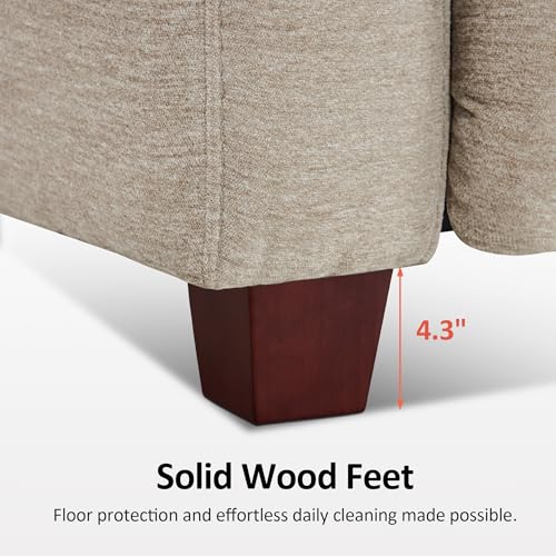 MCombo Zero Wall Recliner Chair, Wall Hugger Power Recliner Chair with Adjustable Headrest, High Wood Leg, USB & Type C Dual Charge Ports, for Living Room, Small Spaces, HL128 (Textile, Beige)