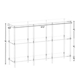 CRTERICX Acrylic Horizontal Bookshelf, 11.8" D x 47.2" W x 31" H, 3-Tier Clear Low Book Shelf with Large Storage, Multipurpose Bookcase for Living Room, Bathroom, Office, Easy Assembly CRTERICX