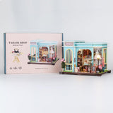 DIY Miniature House Kit,Tailor Shop Dollhouse Miniature Kit with LED & Furniture,Mini Diorama House Building Kit for Adults,3D Wooden Craft Tiny House Mini Model Kit,Home Decor Family Birthday Gifts FLYNOVA