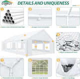 COBIZI 20x30 Party Tent Heavy Duty, Galvanized Wedding Tent, Event Shelter for Parties, Large Outdoor Gazebo with Removable Sidewall & Built-in Sandbag, Carpas para Fiestas, Waterproof, White COBIZI