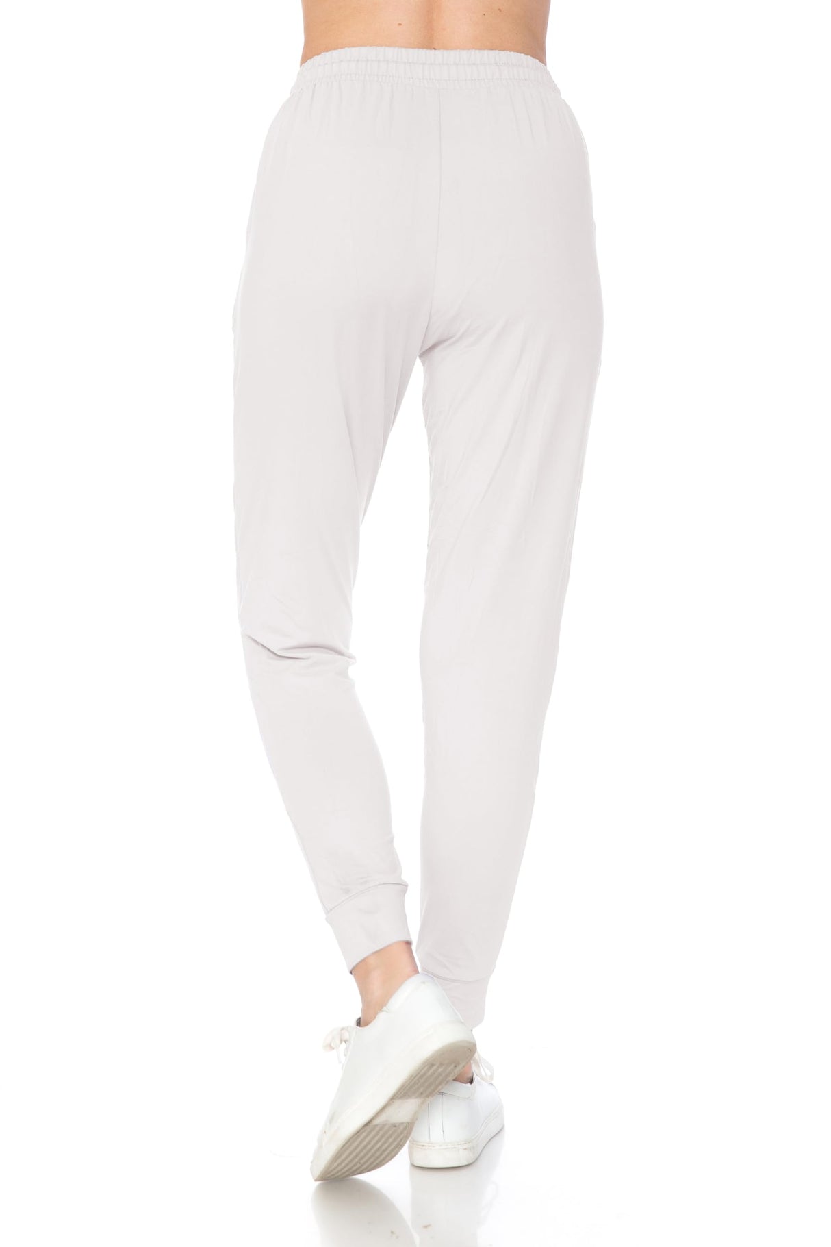 Leggings Depot Womens Relaxed fit Jogger Pants - Track Cuff Sweatpants with Pockets, White, 1X Leggings Depot