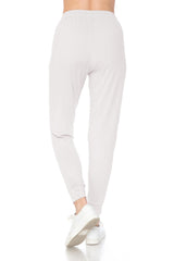 Leggings Depot Womens Relaxed fit Jogger Pants - Track Cuff Sweatpants with Pockets, White, 1X Leggings Depot