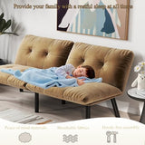 63" Convertible Futon Sofa Bed,Comfy Velvet Cloud Couch Bed with 4 Reclining Backrest,Modern Small Sleeper Loveseat for Living Room Home Office (Brown) Majnesvon
