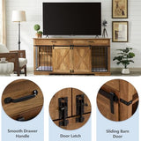 72.5" XXL Wooden Dog Crate Furniture for 2 Large Breeds, Extra Large Double Dog Kennel with Divider, Drawers & Barn Door, Water Resistant Furniture-Style Dog Cage, Rustic Oak EDYO LIVING
